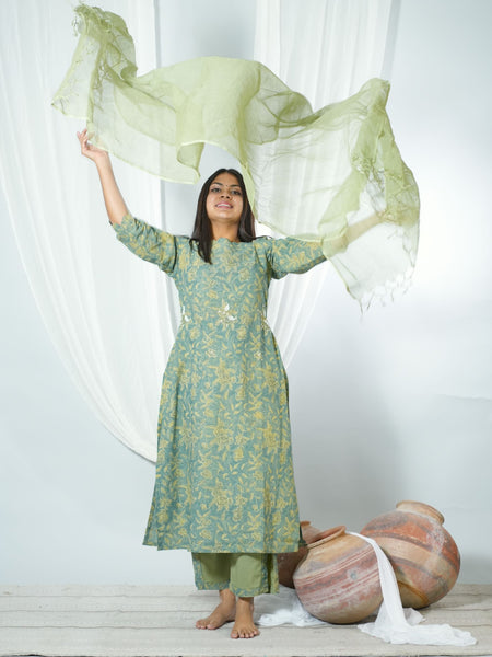 Tapsi Kala Cotton Organic Hand Block Printed Suit Set