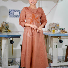Cotton Gingham Gulnaar Dress With Appliqué Details