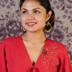 Surajmukhi Red Hand Embroidered Co-ord Set with Palazzo