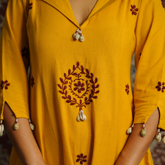 ROOP-Handcrafted Chikankari Flared Dress &Palazzo (Pre Launch)