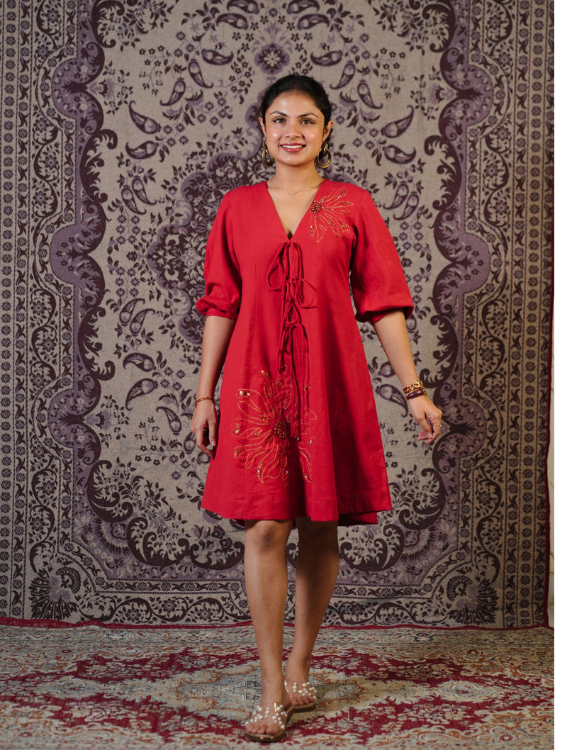 Surajmukhi Red Hand Embroidered Co-ord Set with Palazzo
