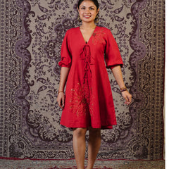 Surajmukhi Red Hand Embroidered Co-ord Set with Palazzo