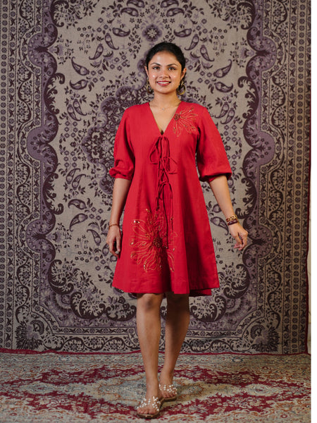 Surajmukhi Red Hand Embroidered Co-ord Set with Palazzo