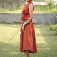 Rangoli — Cotton Flax Embroidered Skirt & Wrap Top Set