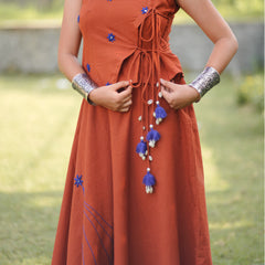 Rangoli — Cotton Flax Embroidered Skirt & Wrap Top Set