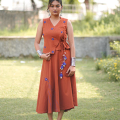 Rangoli — Cotton Flax Embroidered Skirt & Wrap Top Set