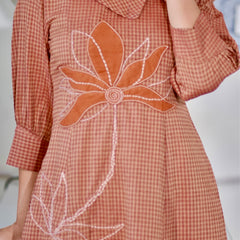 Cotton Gingham Gulnaar Dress With Appliqué Details