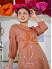 Cotton Gingham Gulnaar Dress With Appliqué Details