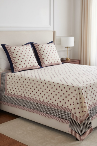 Rajasthani Hand-Block Printed Bed-sheet with Pillow Cover