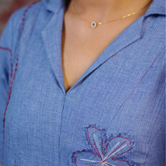 Powder Blue Handcrafted Embroidered Midi Dress