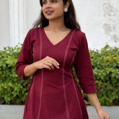 Maroon Elegance Panel Dress