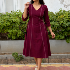 Maroon Elegance Panel Dress