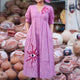 Pink Floral Motif Checks Cotton Maxi Dress