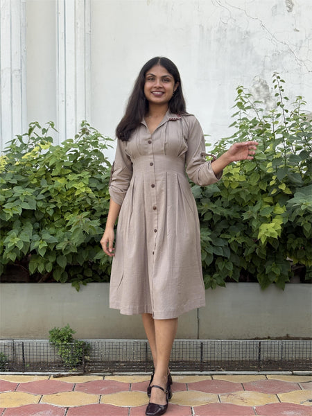 Cotton Soft Sand Shirt Dress