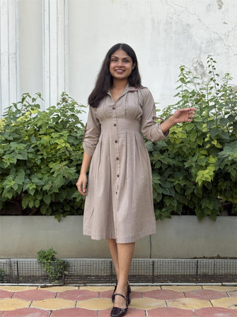 Cotton Soft Sand Shirt Dress