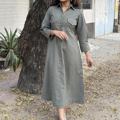 Olive Trail Shirt Dress