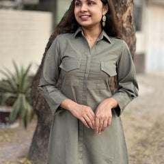 Olive Trail Shirt Dress