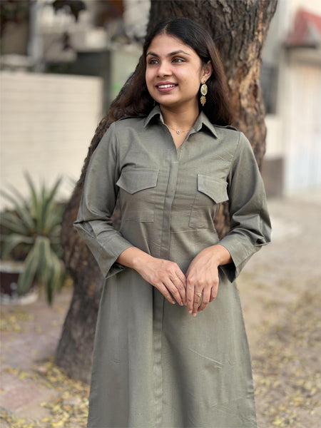 Olive Trail Shirt Dress