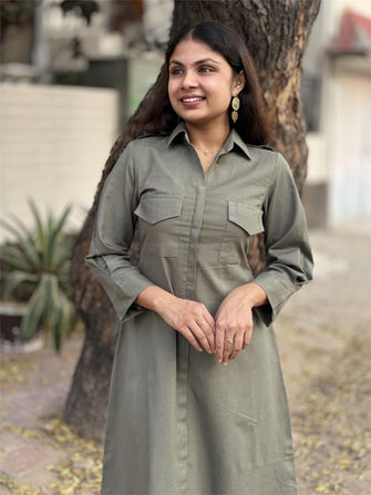 Olive Trail Shirt Dress