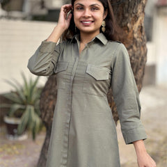 Olive Trail Shirt Dress