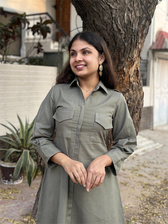 Olive Trail Shirt Dress