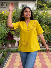 Hand Embroidered Cotton Flax Mango Bite Top