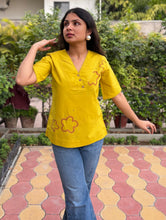 Hand Embroidered Cotton Flax Mango Bite Top