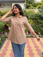 Charcoal Bird Hand Embroidered Cotton Flax Top