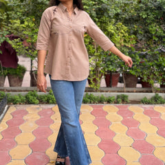 Charcoal Bird Hand Embroidered Cotton Flax Top