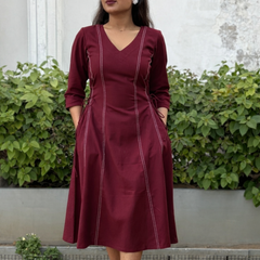 Maroon Elegance Panel Dress