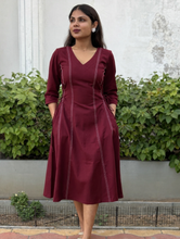 Maroon Elegance Panel Dress