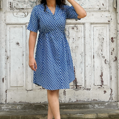 Azure Print Wrap Dress
