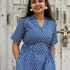 Azure Print Wrap Dress