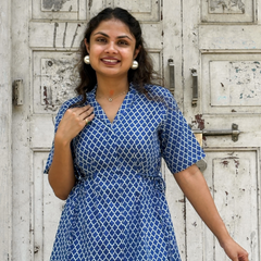 Azure Print Wrap Dress