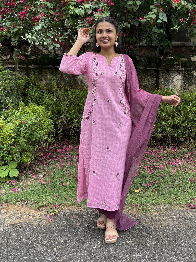 Pink Kota Doriya  Kurta Suit Set