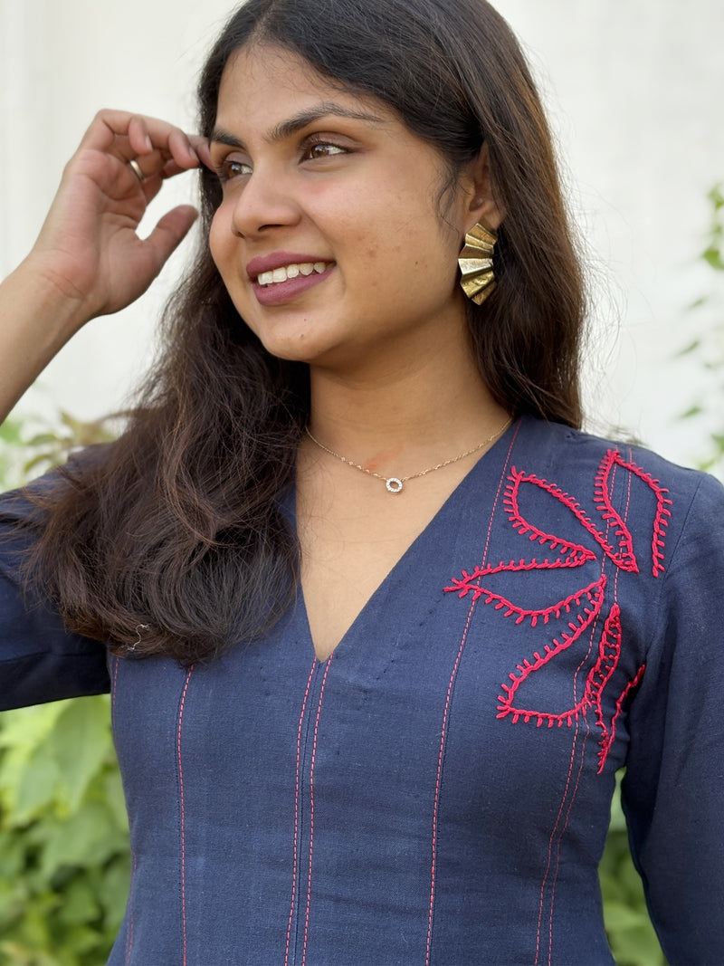 Cotton Flax Neelpari Pleated Dress