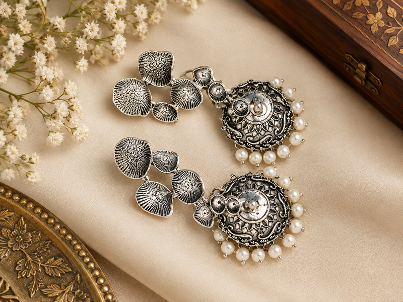 Anjali-Oxidised silver finish