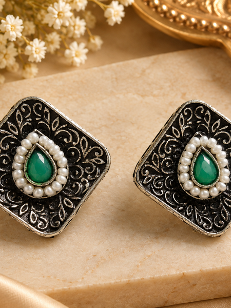Dakshita- Square/diamond-shaped statement stud earrings