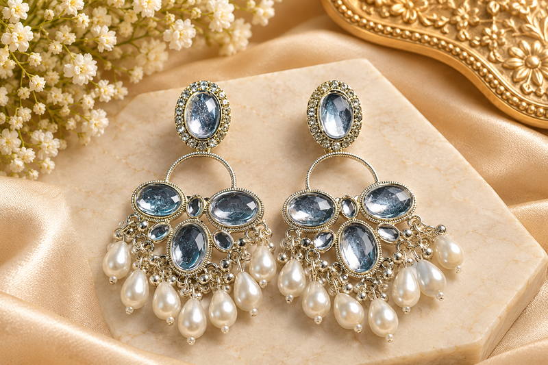 Asha-Pearl Dropped Ethinic Earrings