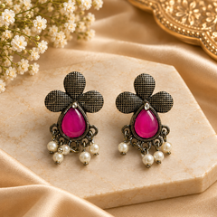 Anjana-Traditional floral-shaped statement earrings