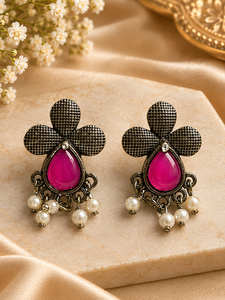 Anjana-Traditional floral-shaped statement earrings