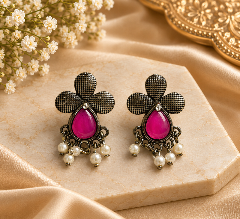 Anjana-Traditional floral-shaped statement earrings