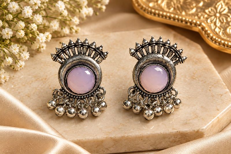Anita-Oxidised silver-tone earrings