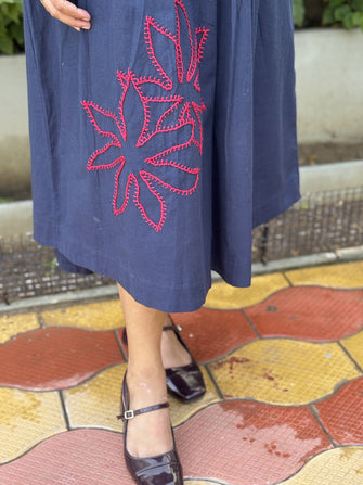 Cotton Flax Neelpari Pleated Dress