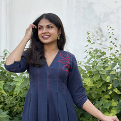 Cotton Flax Neelpari Pleated Dress