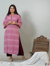 Hand Block Printed Stylish Sleeves Workwear Straight Fit Kurta