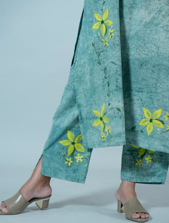 Adya Hand Painted Kurta Pant Set on Hand Dyed Cotton