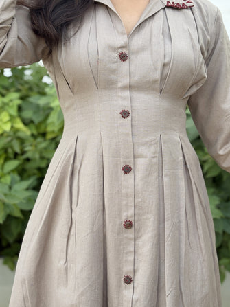 Cotton Soft Sand Shirt Dress