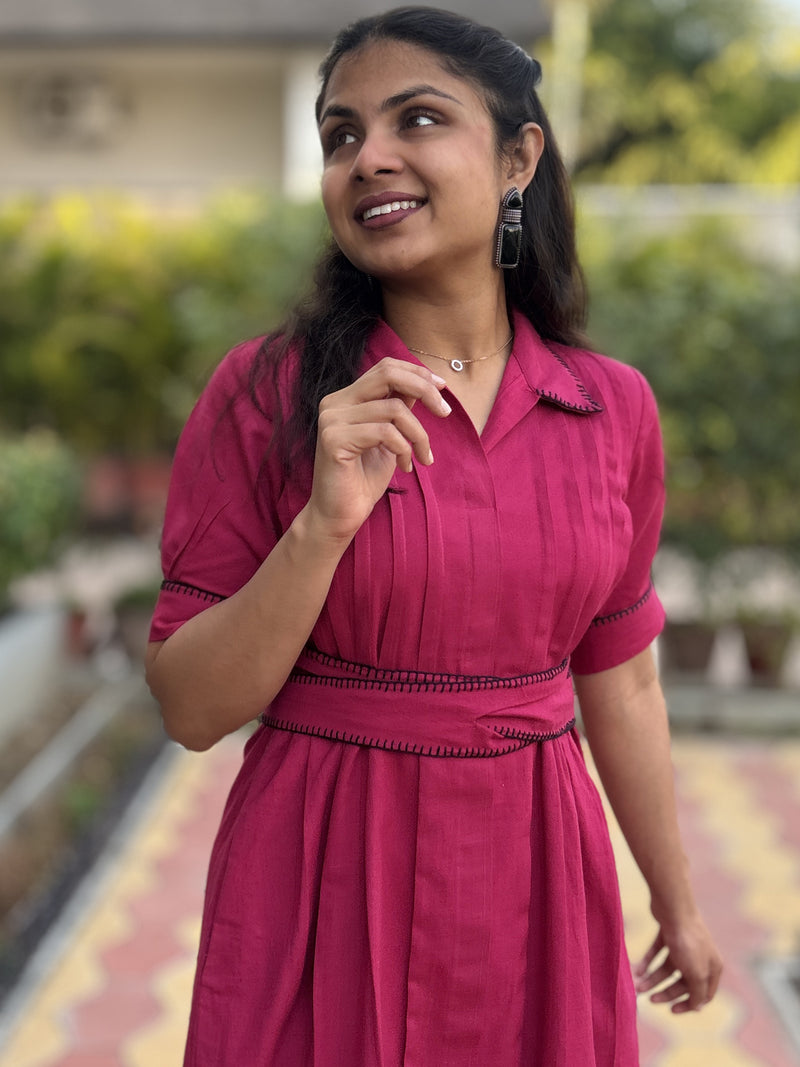 Scarlet Bloom Hand Embroidered Cotton Breeze Dress(Pre-Launch)