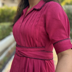 Scarlet Bloom Hand Embroidered Cotton Breeze Dress(Pre-Launch)